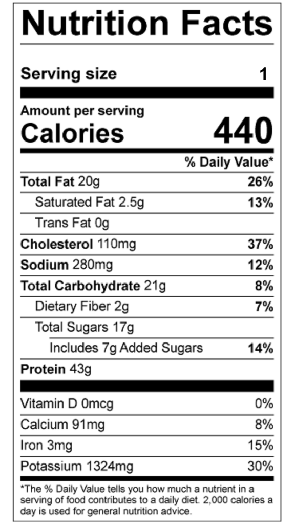 Florida Orange Juice Seared Salmon Recipe Nutrition Label